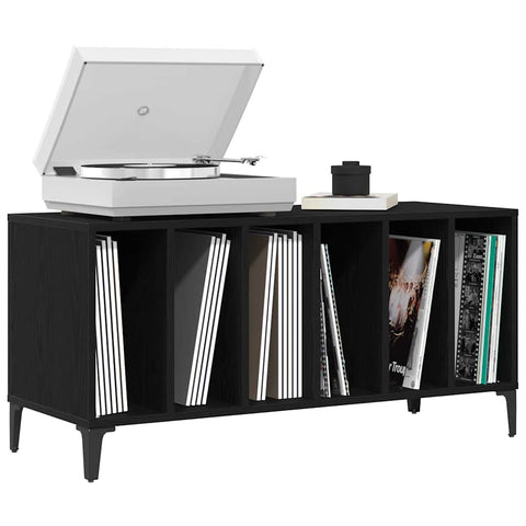vidaXL Record Cabinet Black oak 100 x 38 x 48 cm Engineered wood
