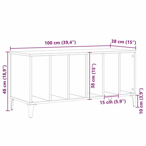 vidaXL Record Cabinet Black oak 100 x 38 x 48 cm Engineered wood