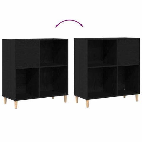 vidaXL Record Cabinet Black oak 84.5 x 38 x 89 cm Engineered wood