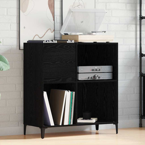vidaXL Record Cabinet Black oak 84.5 x 38 x 89 cm Engineered wood