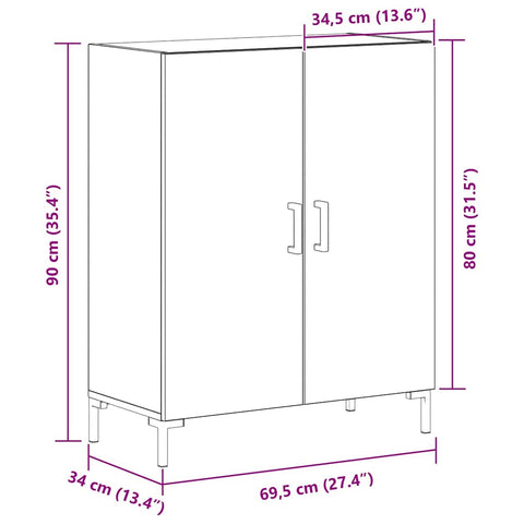 vidaXL Sideboard Black Oak 69.5 x 34 x 90 cm Engineered wood