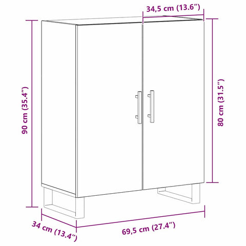 vidaXL Sideboard Black oak 69.5 x 34 x 90 cm Engineered wood