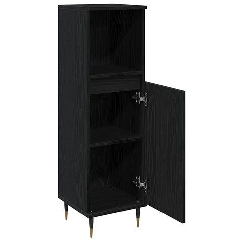 vidaXL Bathroom Cabinet Black Oak 30 x 30 x 100 cm Engineered Wood