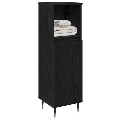 vidaXL Bathroom Cabinet Black Oak 30 x 30 x 100 cm Engineered Wood
