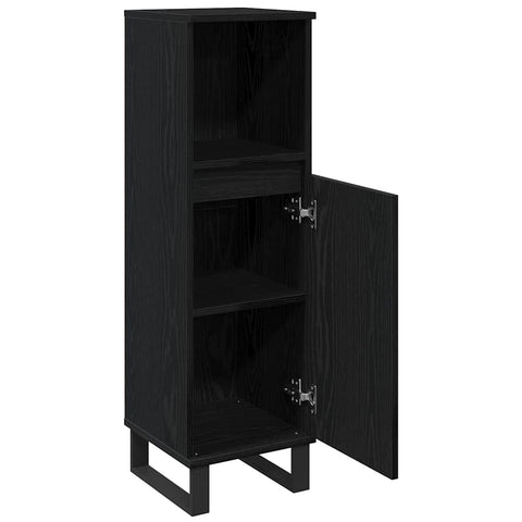 vidaXL Bathroom Cabinet Black Oak 30 x 30 x 100 cm Engineered Wood