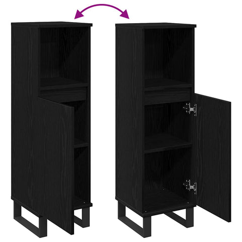 vidaXL Bathroom Cabinet Black Oak 30 x 30 x 100 cm Engineered Wood