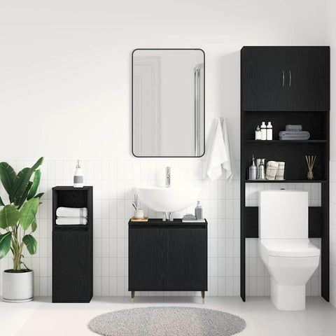 vidaXL Bathroom Sink Cabinet Black Oak 58 x 33 x 60 cm Engineered Wood