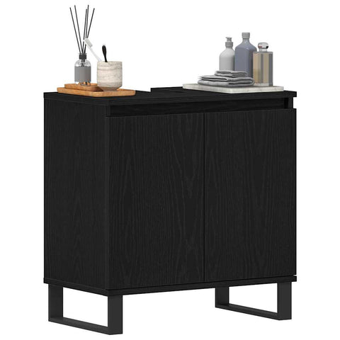 vidaXL Bathroom Sink Cabinet Black Oak 58 x 33 x 60 cm Engineered Wood