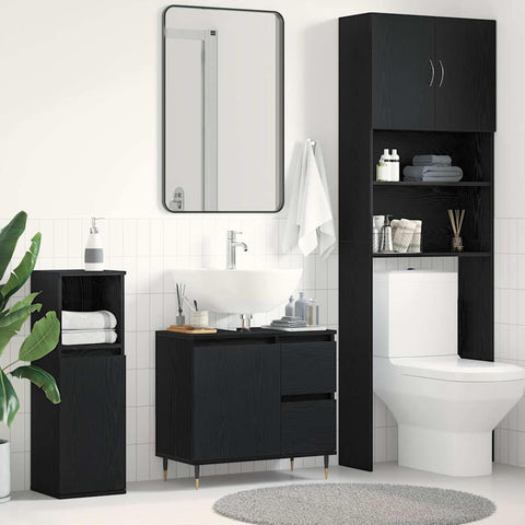 vidaXL Bathroom Cabinet Black Oak 65 x 33 x 60 cm Engineered Wood