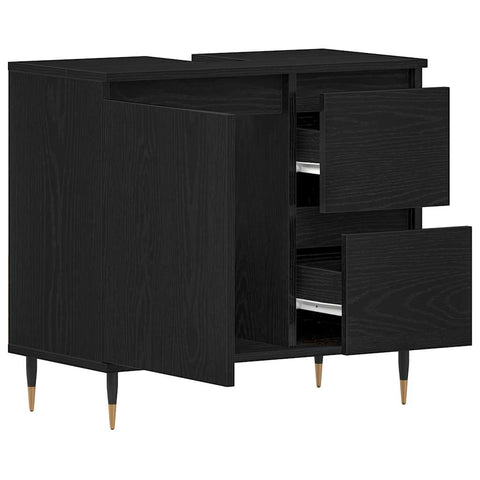vidaXL Bathroom Cabinet Black Oak 65 x 33 x 60 cm Engineered Wood
