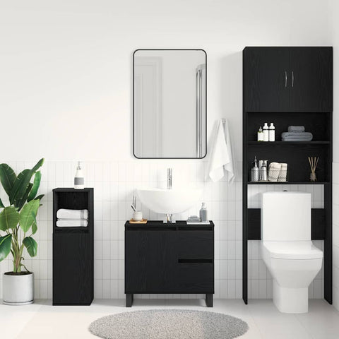 vidaXL Bathroom Sink Cabinet Black Oak 65 x 33 x 60 cm Engineered Wood