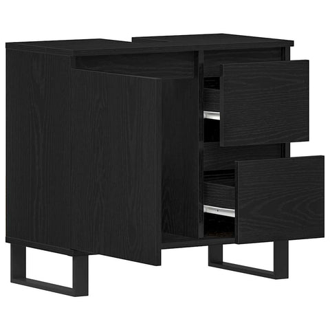 vidaXL Bathroom Sink Cabinet Black Oak 65 x 33 x 60 cm Engineered Wood