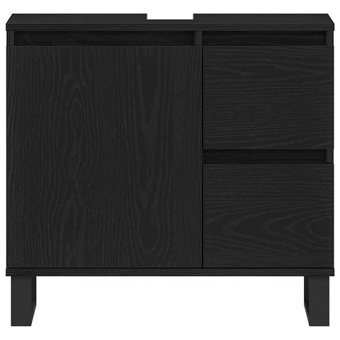 vidaXL Bathroom Sink Cabinet Black Oak 65 x 33 x 60 cm Engineered Wood