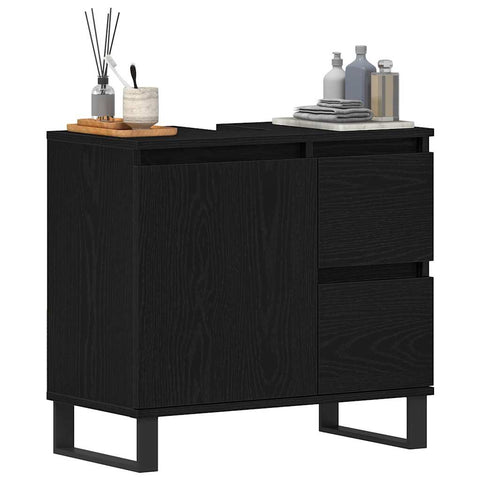 vidaXL Bathroom Sink Cabinet Black Oak 65 x 33 x 60 cm Engineered Wood