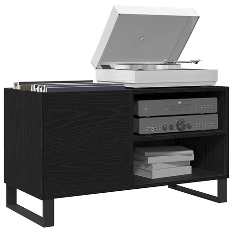 vidaXL Record Cabinet Black oak 85 x 38 x 48 cm Engineered Wood
