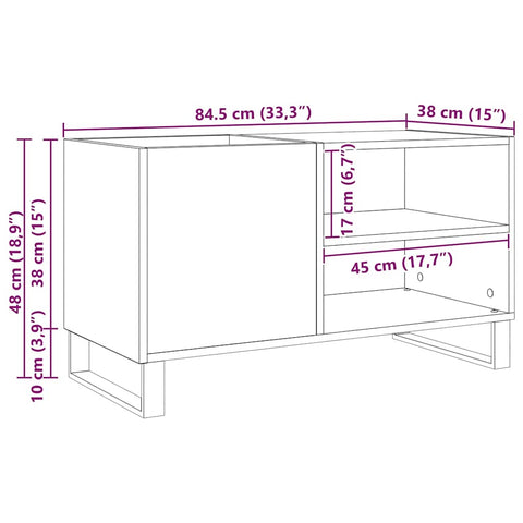 vidaXL Record Cabinet Black oak 85 x 38 x 48 cm Engineered Wood
