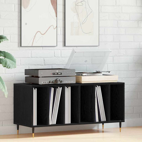 vidaXL Record Cabinet Black oak 100 x 38 x 48 cm Engineered Wood