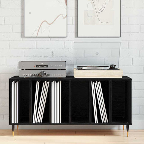 vidaXL Record Cabinet Black oak 100 x 38 x 48 cm Engineered Wood