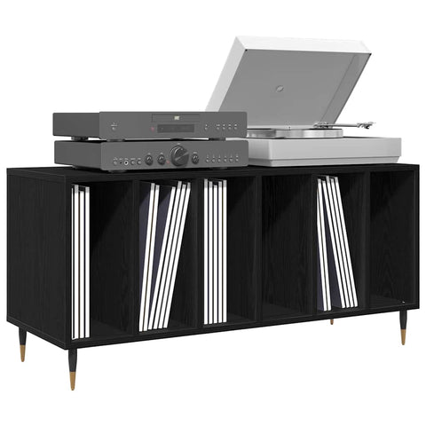 vidaXL Record Cabinet Black oak 100 x 38 x 48 cm Engineered Wood