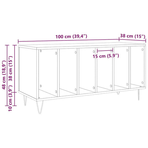vidaXL Record Cabinet Artisan oak 100 x 38 x 48 cm Engineered Wood