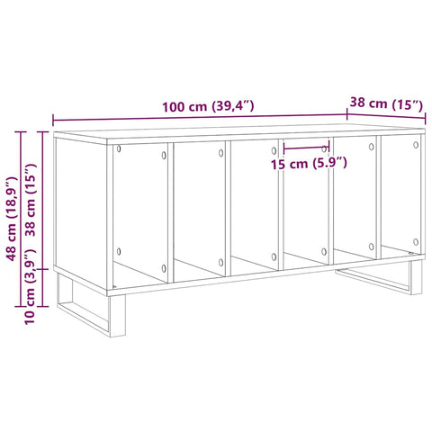 vidaXL Record Cabinet Artisan oak 100 x 38 x 48 cm Engineered Wood