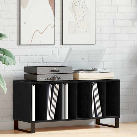 vidaXL Record Cabinet Black oak 100 x 38 x 48 cm Engineered Wood