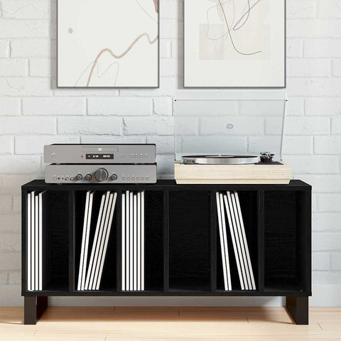 vidaXL Record Cabinet Black oak 100 x 38 x 48 cm Engineered Wood