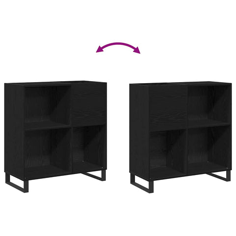 vidaXL Record Cabinet Black oak 85 x 38 x 89 cm Engineered Wood