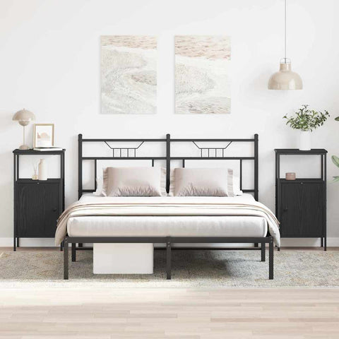 vidaXL Bedside Cabinet 2 pcs Black oak 41 x 31 x 80 cm Engineered wood