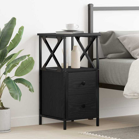 vidaXL Bedside Cabinet with Drawer Black oak 34 x 35.5 x 70 cm