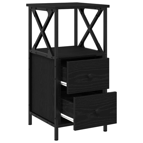 vidaXL Bedside Cabinet with Drawer Black oak 34 x 35.5 x 70 cm