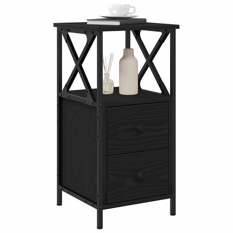 vidaXL Bedside Cabinet with Drawer Black oak 34 x 35.5 x 70 cm