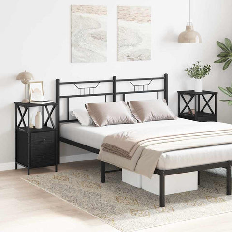 vidaXL Bedside Cabinet with Drawer 2 pcs Black oak 34 x 35.5 x 70 cm