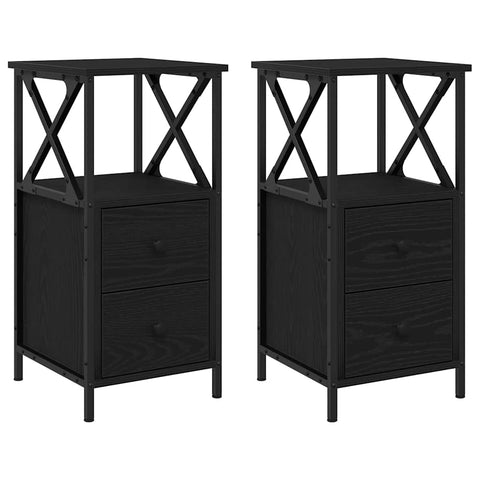 vidaXL Bedside Cabinet with Drawer 2 pcs Black oak 34 x 35.5 x 70 cm