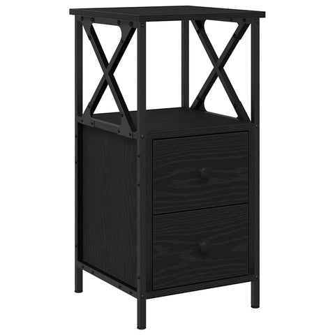 vidaXL Bedside Cabinet with Drawer 2 pcs Black oak 34 x 35.5 x 70 cm
