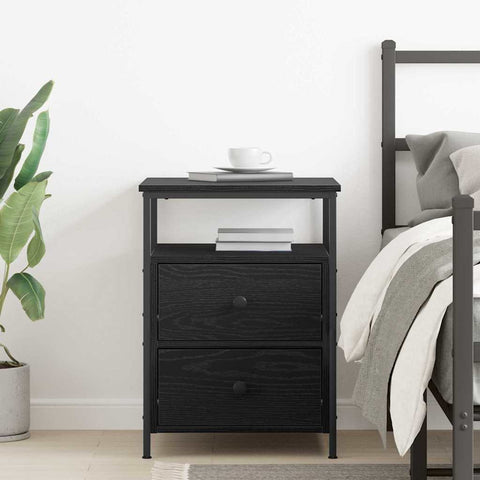 vidaXL Bedside Cabinet with Drawer Black oak 44 x 45 x 60 cm