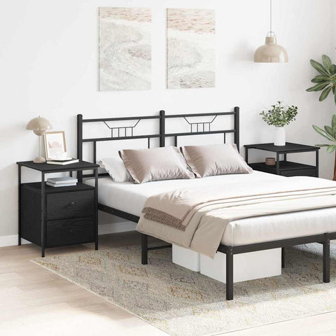 vidaXL Bedside Cabinet with Drawer 2 pcs Black oak 44 x 45 x 60 cm