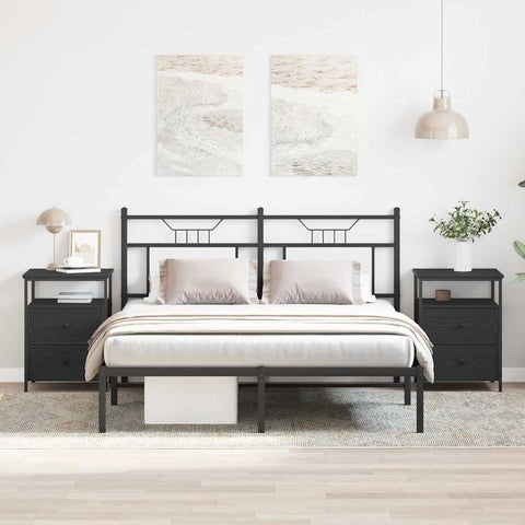 vidaXL Bedside Cabinet with Drawer 2 pcs Black oak 44 x 45 x 60 cm