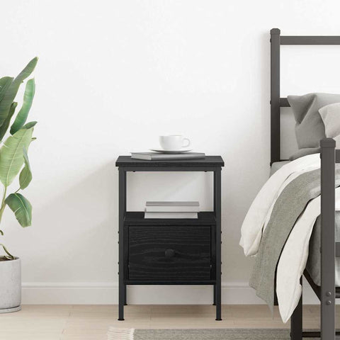 vidaXL Bedside Cabinet with Drawer Black oak 34 x 36 x 50 cm