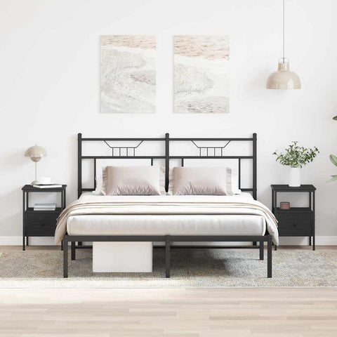 vidaXL Bedside Cabinet with Drawer 2 pcs Black oak 34 x 36 x 50 cm