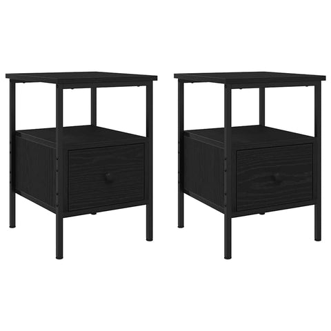 vidaXL Bedside Cabinet with Drawer 2 pcs Black oak 34 x 36 x 50 cm