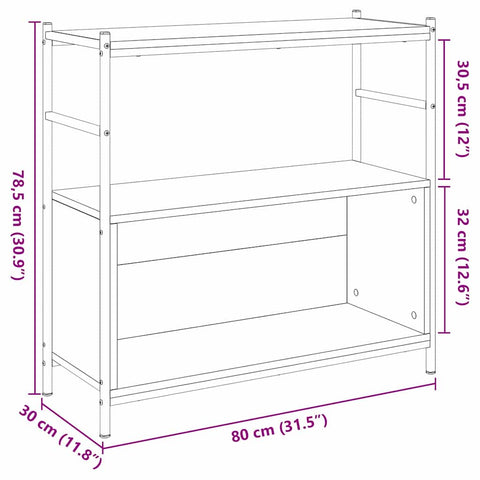 vidaXL Book Cabinet Smoked Oak 80x30x78,5 cm Engineered Wood