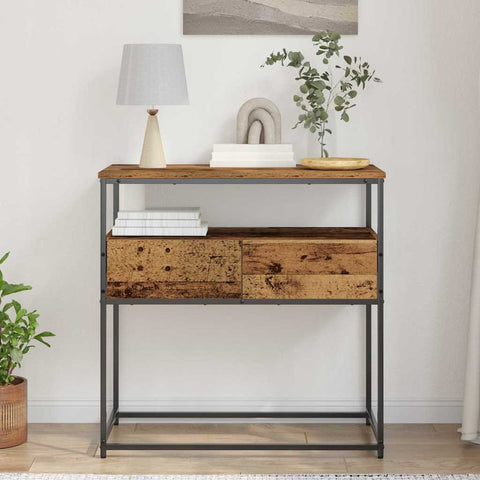 vidaXL Console Table Old Wood 75x40x75 cm Engineered Wood and Steel