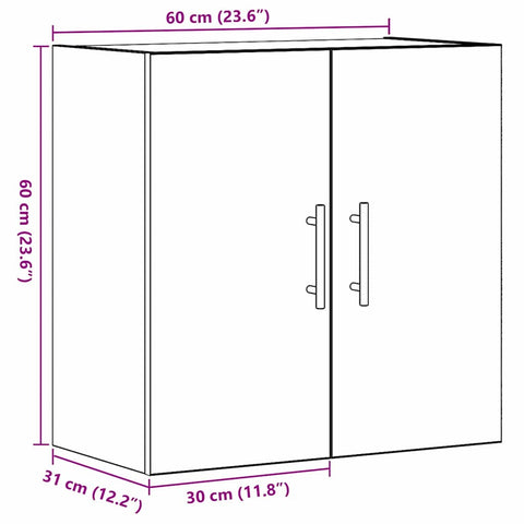 vidaXL Wall Cabinet Black oak 60 x 31 x 70 cm Engineered Wood