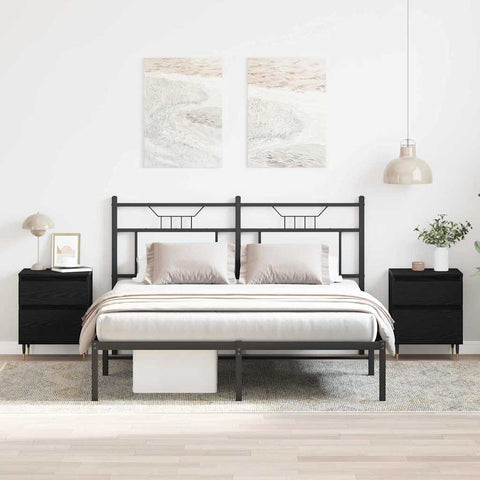 vidaXL Bedside Cabinet with Drawer 2 pcs Black oak