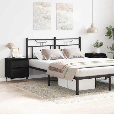 vidaXL Bedside Cabinet with Drawer 2 pcs Black oak