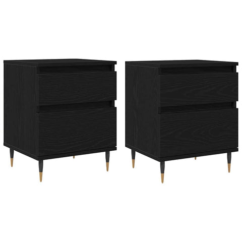 vidaXL Bedside Cabinet with Drawer 2 pcs Black oak