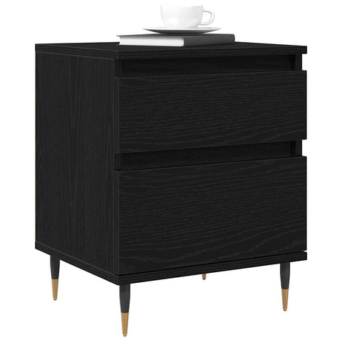 vidaXL Bedside Cabinet with Drawer 2 pcs Black oak