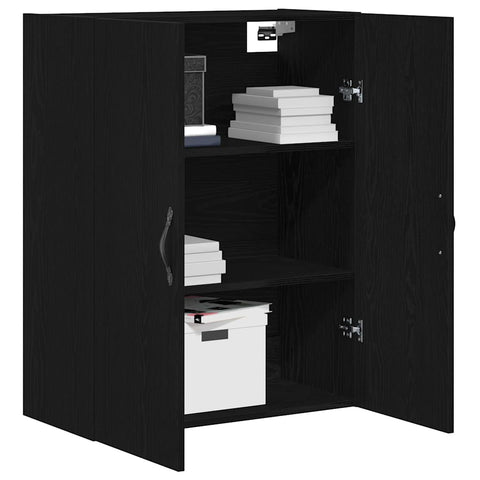 vidaXL Wall-Mounted Cabinet Wall-mounted Black oak 69.5 x 34 x 180 cm