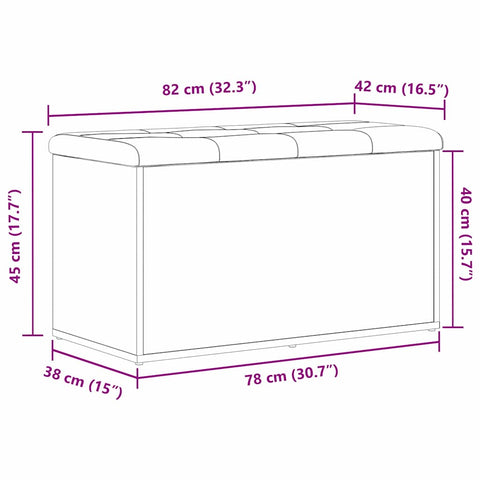 vidaXL Storage Bench Black Oak 82 x 42 x 45 cm Engineered Wood
